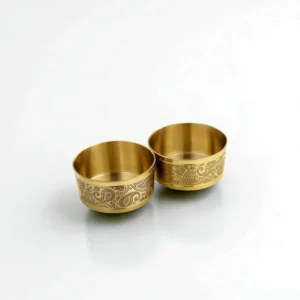 Lily Good Luck Pure Brass Thali Set of 6 Pcs with Etching | Brass Dinner Set with Thali, Bowls, Glass & Spoon - Image 5