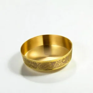 Lily Good Luck Pure Brass Thali Set of 6 Pcs with Etching | Brass Dinner Set with Thali, Bowls, Glass & Spoon - Image 7
