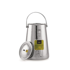 Mirror Stainless Steel Conical Water Tank with Tap 15 Litre – Large Hammered Water Matka for Home & Kitchen