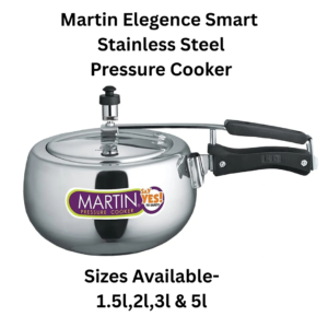 Martin Elegance Smart Stainless Steel Pressure Cooker | Inner Lid | Gas & Induction Compatible | 1.5L, 2L, 3L, 5L