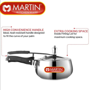 Martin Elegance Smart Stainless Steel Pressure Cooker | Inner Lid | Gas & Induction Compatible | 1.5L, 2L, 3L, 5L - Image 3