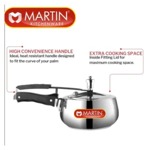 Martin Elegance Smart Stainless Steel Pressure Cooker Inner Lid Gas & Induction Compatible - Image 3