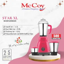 McCoy Star XL 500W Mixer Grinder | Powerful Motor | 5 Year Motor Warranty
