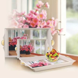 Nayasa Auris Serving Tray Set of 3 Pcs | Stylish Durable Plastic Kitchen Serving Trays for Tea, Snacks & Dining
