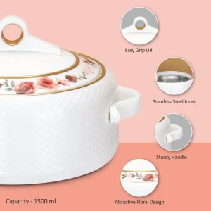 Nayasa Corel 1500ml Insulated Casserole with Stainless Steel Inner | Hot Pot Roti Container for Kitchen & Dining - Image 3