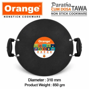 Orange Paratha Cum Dosa Tawa 4mm 30.5cm | Heavy Flat Uttapam Tawa with Soft Touch Handle | Gas Compatible - Image 5