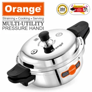 Orange Triply Stainless Steel Multi Utility Pressure Handi 3.5L with 3 Lids | Gas & Induction Compatible - Image 5