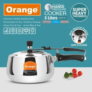 ORANGE Triply Stainless Steel Handi Pressure Cooker | Inner Lid | Gas & Induction Compatible | 3L & 5L
