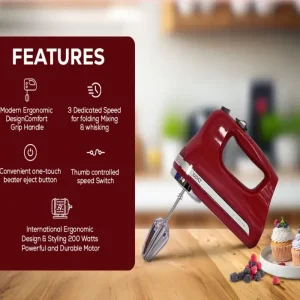 Orpat Hand Mixer OHM217 200 Watts | 5 Speed Control & Stainless Steel Beaters - Image 1