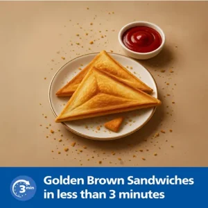 Philips HD3000/80 4-Slice Sandwich Maker | 800W | UHD Plates | Non-Stick Grill | Easy Clean - Image 3