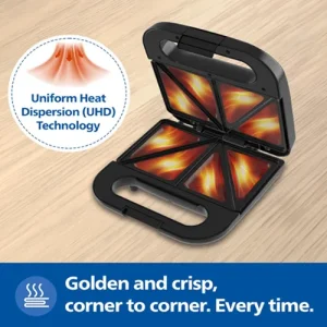 Philips HD3000/80 4-Slice Sandwich Maker | 800W | UHD Plates | Non-Stick Grill | Easy Clean - Image 5