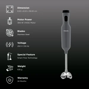 Philips Hand Blender HL1682/00 300W | SmartFlow Technology | Stainless Steel Rod | Powerful & Easy Blending - Image 2