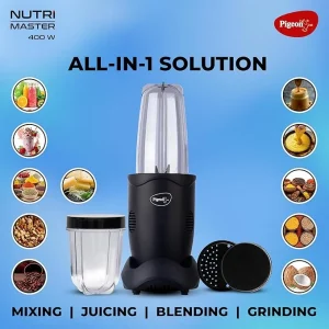 Pigeon Nutri Master 400W Mixer Grinder & Juicer | All-in-One Kitchen Appliance with Stainless Steel Jars | 1-Year Motor Warranty - Image 4