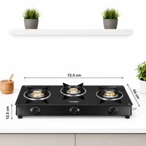 Prestige Marvel Plus GTM 03 AI 3 Burner Gas Stove | Auto Ignition, Toughened Glass Top & Jumbo Brass Burners - Image 4