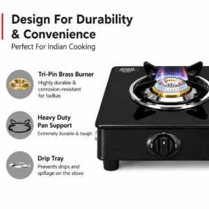 Prestige Marvel Plus GTM 03 AI 3 Burner Gas Stove | Auto Ignition, Toughened Glass Top & Jumbo Brass Burners - Image 5