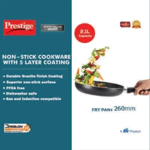 Prestige Omega Deluxe Granite Non-Stick Fry Pan with Glass Lid (20cm/24cm/26cm) | Induction & Gas Compatible - Image 3
