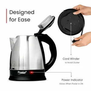 Prestige PKOSS 1.5L Electric Kettle 1350W | Stainless Steel, Fast Boiling, Auto Cut-Off, 360° Base - Image 3