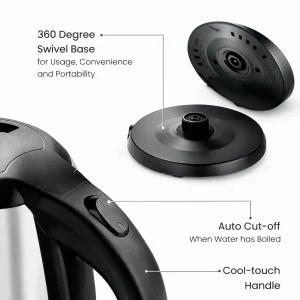 Prestige PKOSS 1.5L Electric Kettle 1350W | Stainless Steel, Fast Boiling, Auto Cut-Off, 360° Base - Image 5