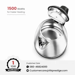 Prestige PKOSS 1.5L Electric Kettle 1350W | Stainless Steel, Fast Boiling, Auto Cut-Off, 360° Base - Image 6