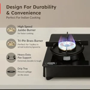 Prestige Svachh Neo 3 Burner Gas Stove | Liftable Burners, Toughened Glass, Jumbo Brass Burner, ISI Certified - Image 5