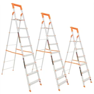 Qualis Hybrid Ladder With Tool Tray ? 7, 8 & 9 Step | Strong, Safe & Lightweight | 150Kg Load Capacity | Aluminium Step Ladder