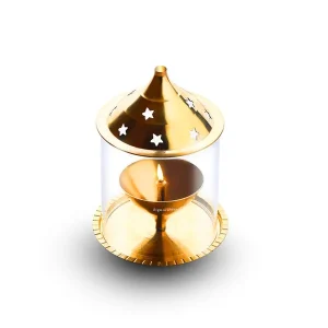 Signoraware Akhand Diya Small Brass with Glass Cover (2101) – Long-Lasting Puja Diya for Home Temple