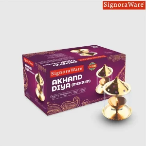 Signoraware Akhand Diya Medium Brass with Glass Cover (2102) – Long-Lasting Puja Diya for Home Temple - Image 4