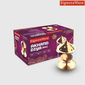 Signoraware Akhand Diya Big Brass with Glass Cover (2103) – Long-Lasting Puja Diya for Home Temple
