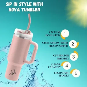 SKI NOVA 1250ml Insulated Stainless Steel Tumbler | Hot & Cold Vacuum Flask | Leakproof Travel Mug Water Bottle - Image 4