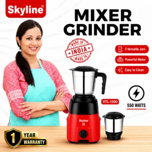 Skyline Mixer Grinder 550W with 2 Stainless Steel Jars | Heavy Duty Grinding & Blending Machine | VTL-1500 - Image 5