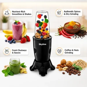 Skyline Nutri Mix Pro 500W Mixer Grinder with Multipurpose Jars | Compact Kitchen Mixer | VTL222 - Image 4