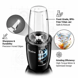 Skyline Nutri Mix Pro 500W Mixer Grinder with Multipurpose Jars | Compact Kitchen Mixer | VTL222 - Image 5