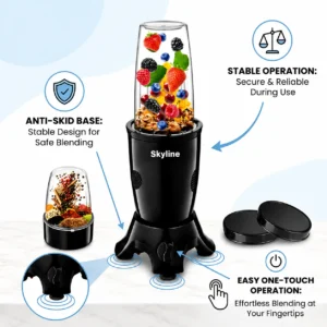 Skyline Nutri Mix Pro 500W Mixer Grinder with Multipurpose Jars | Compact Kitchen Mixer | VTL222 - Image 6