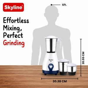Skyline Mixer Grinder 600W with 3 Jars | Heavy Duty Grinding & Blending Machine | VTL-4400 - Image 4