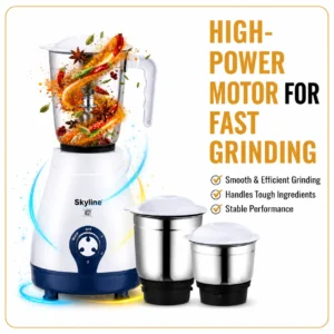 Skyline Mixer Grinder 600W with 3 Jars | Heavy Duty Grinding & Blending Machine | VTL-4400 - Image 5