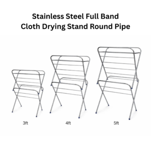 Stainless Steel Cloth Drying Stand ? 3ft, 4ft & 5ft | Full Round Pipe | Foldable & Durable Clothes Drying Rack