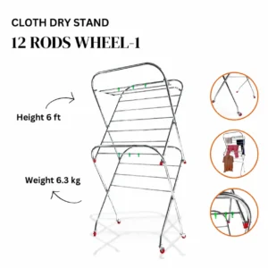 SS CLOTH STAND 6FT with wheel DLX
