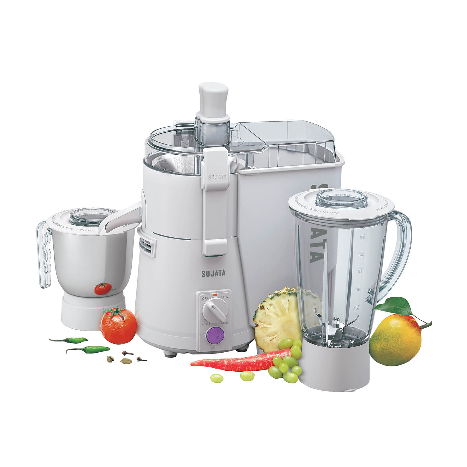 Sujata Powermatic Plus 900W Juicer Mixer Grinder with Juicer Blender & Grinder Jars
