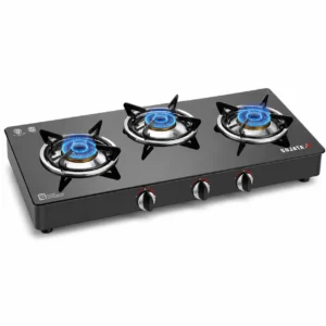 Sujata Standard Toughened Glass Gas Stove with SABAF Italian Valve & Manual Ignition | 2, 3 & 4 Burner - Image 3