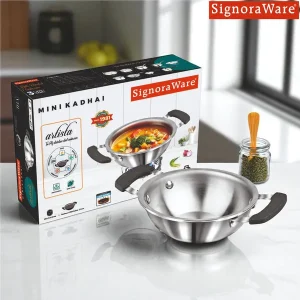 Signoraware Artista Tri-Ply Mini Kadhai 12cm (500ml) | Stainless Steel | Gas & Induction Compatible | Premium Cookware (31134) - Image 6