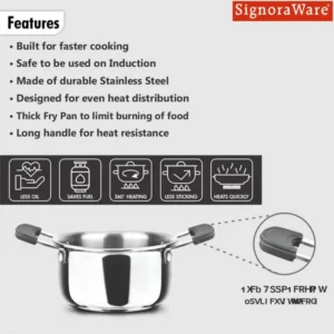 Signoraware Artista Tri-Ply Mini Stew Pot 500ml Stainless Steel Gas & Induction Compatible - Image 4