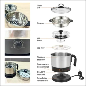 Skyline 1.7L 1500W All-in-One Multipurpose Electric Kettle (VTL-7071) – Perfect for Momos, Idlis, Noodles & More - Image 5