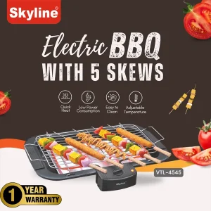 Skyline Electric BBQ Grill with 5 Skewers 2000W (VTL-4545) – Portable Electric Barbecue Grill - Image 8