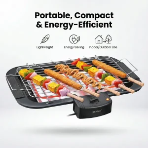 Skyline Electric BBQ Grill with 5 Skewers 2000W (VTL-4545) – Portable Electric Barbecue Grill - Image 4