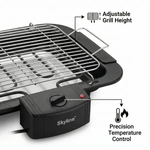 Skyline Electric BBQ Grill with 5 Skewers 2000W (VTL-4545) – Portable Electric Barbecue Grill - Image 6