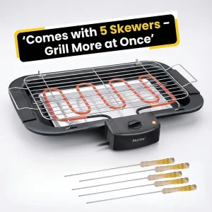 Skyline Electric BBQ Grill with 5 Skewers 2000W (VTL-4545) – Portable Electric Barbecue Grill - Image 7