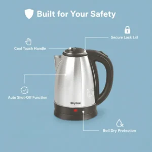 Skyline 1.2L Electric Kettle 1500W (VTL-5007) – Stainless Steel Rapid Heating Kettle with Automatic Cut-Off - Image 4
