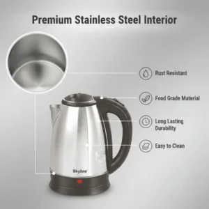 Skyline 1.2L Electric Kettle 1500W (VTL-5007) – Stainless Steel Rapid Heating Kettle with Automatic Cut-Off - Image 5