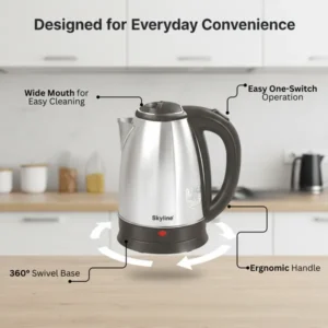 Skyline 1.2L Electric Kettle 1500W (VTL-5007) – Stainless Steel Rapid Heating Kettle with Automatic Cut-Off - Image 6
