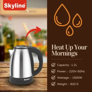 Skyline 1.2L Electric Kettle 1500W (VTL-5007) – Stainless Steel Rapid Heating Kettle with Automatic Cut-Off - Image 8